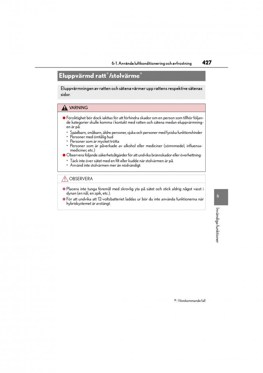 Lexus CT200h instruktionsbok / page 427