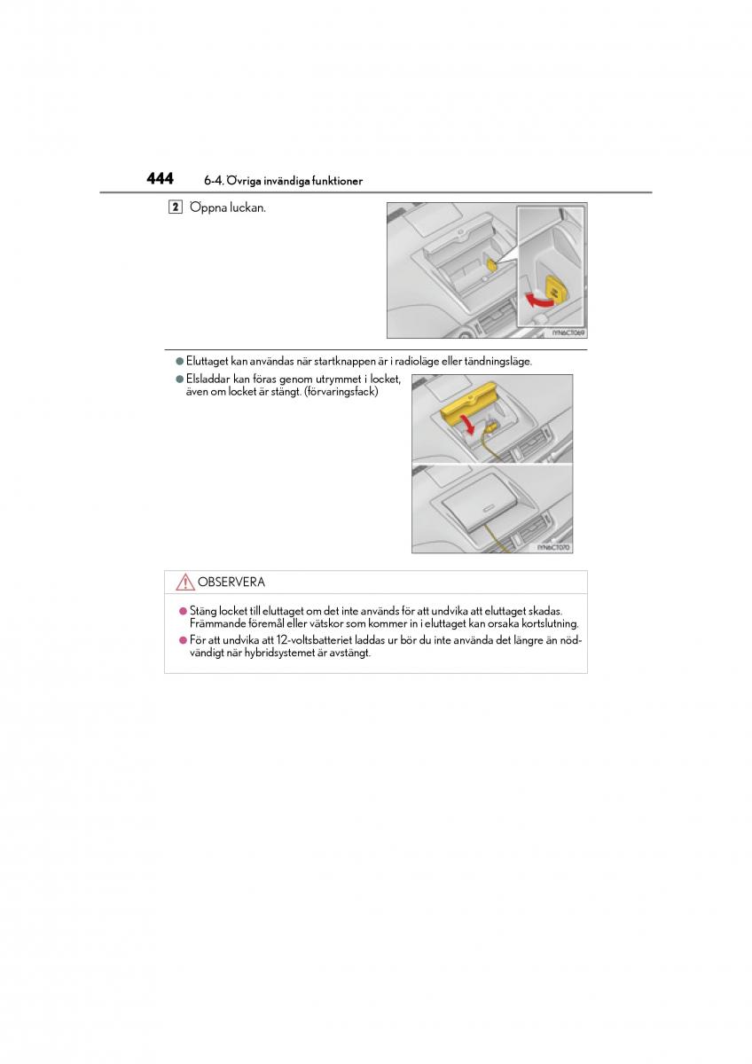 Lexus CT200h instruktionsbok / page 444