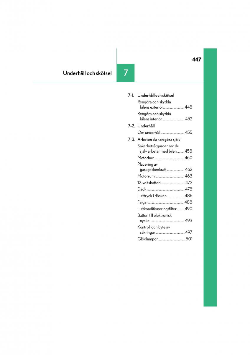 Lexus CT200h instruktionsbok / page 447