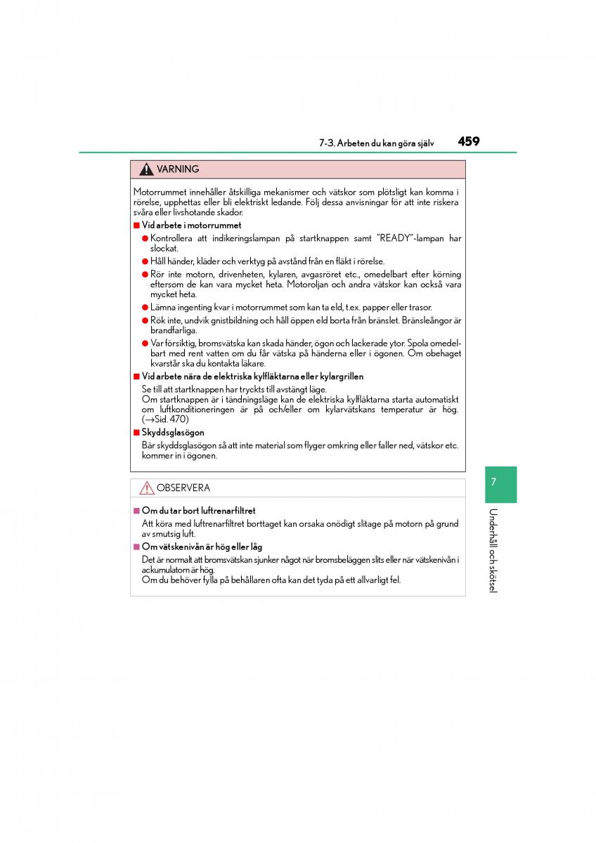 Lexus CT200h instruktionsbok / page 459