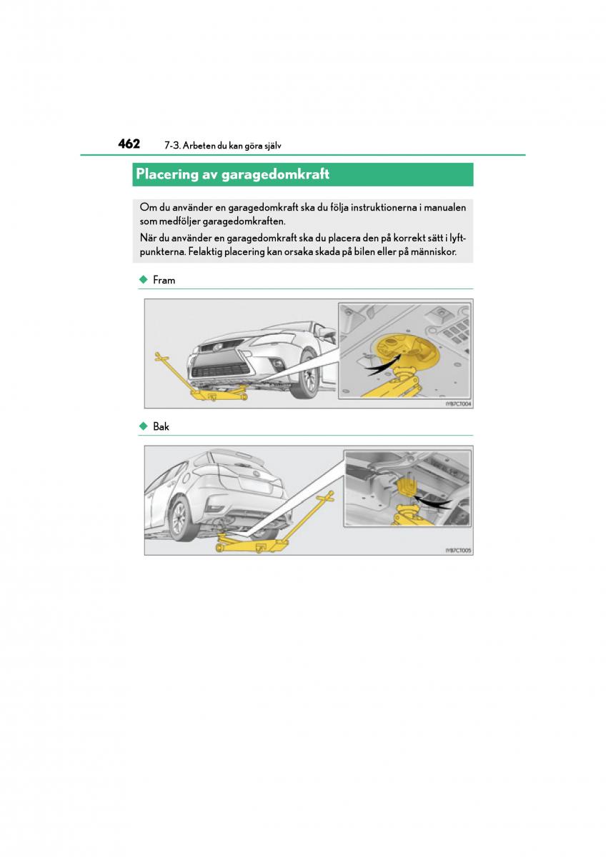 Lexus CT200h instruktionsbok / page 462