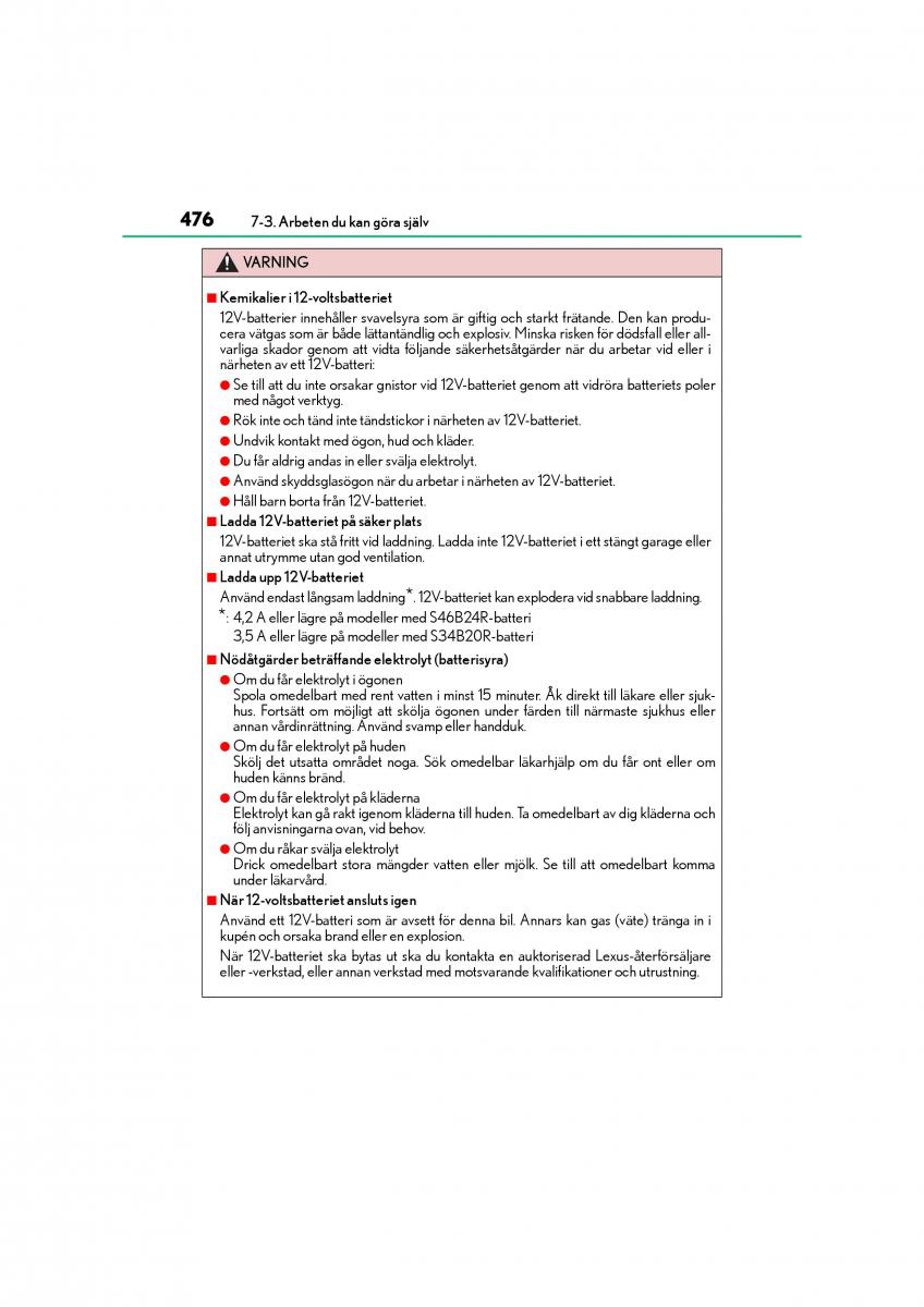 Lexus CT200h instruktionsbok / page 476