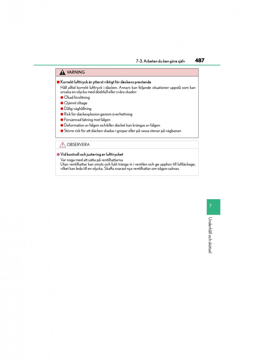 Lexus CT200h instruktionsbok / page 487