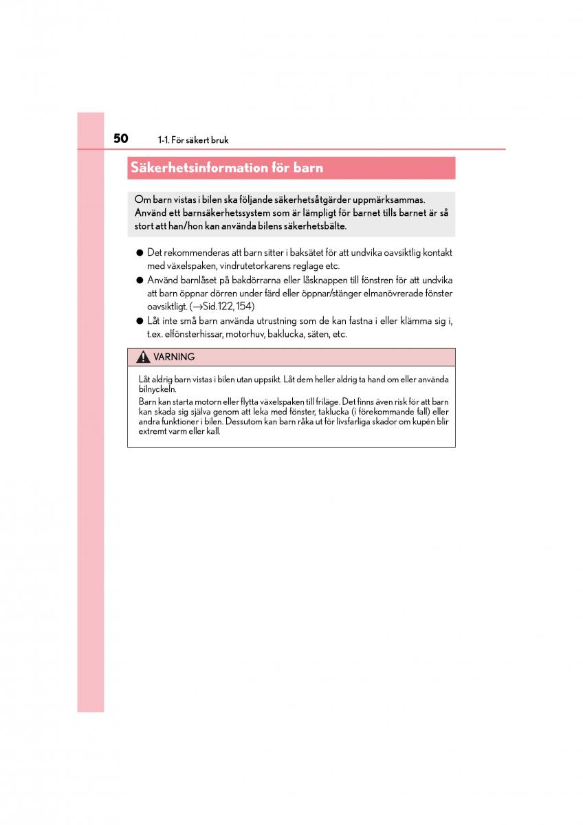 Lexus CT200h instruktionsbok / page 50