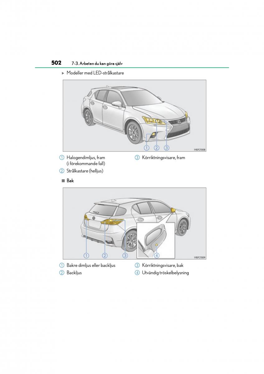 Lexus CT200h instruktionsbok / page 502