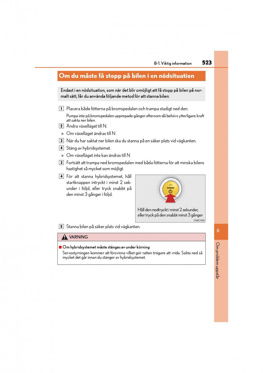 Lexus CT200h instruktionsbok / page 523