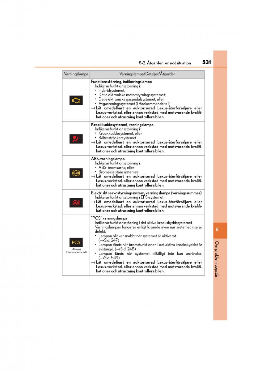 Lexus CT200h instruktionsbok / page 531