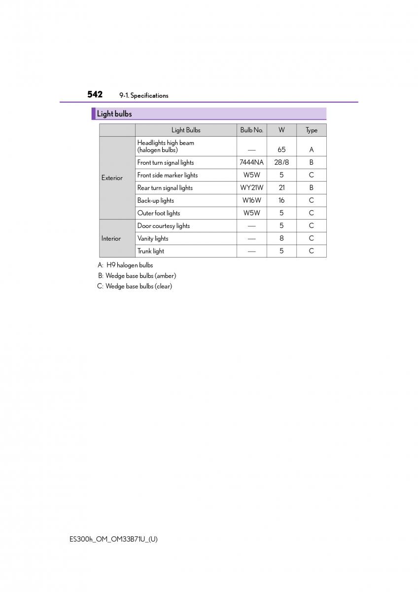 manual  Lexus ES300h VI 6 XV60 owners manual / page 542