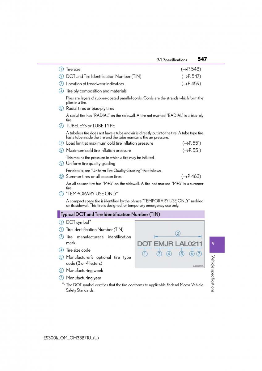 manual  Lexus ES300h VI 6 XV60 owners manual / page 547