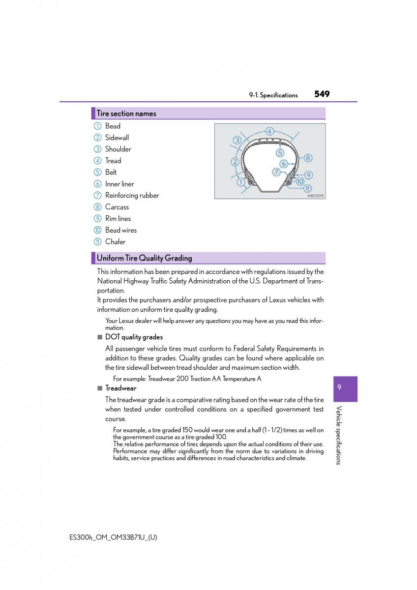 manual  Lexus ES300h VI 6 XV60 owners manual / page 549