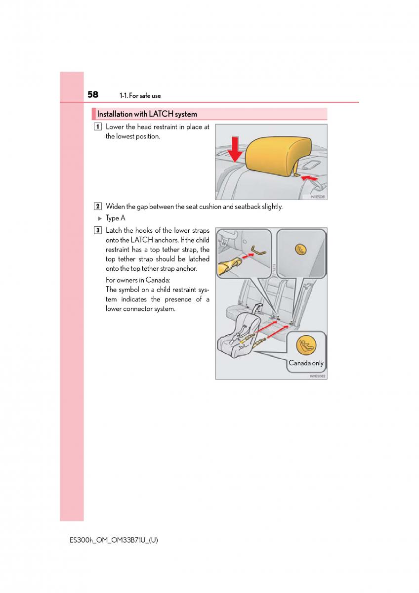 manual  Lexus ES300h VI 6 XV60 owners manual / page 58