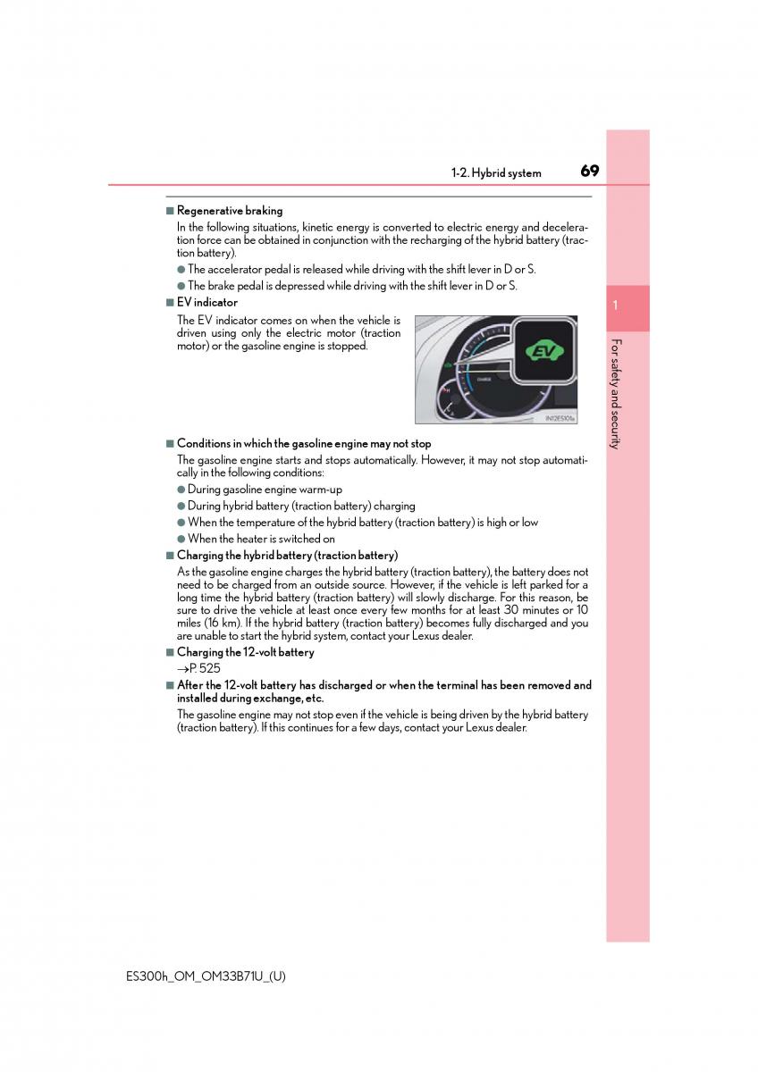 manual  Lexus ES300h VI 6 XV60 owners manual / page 69