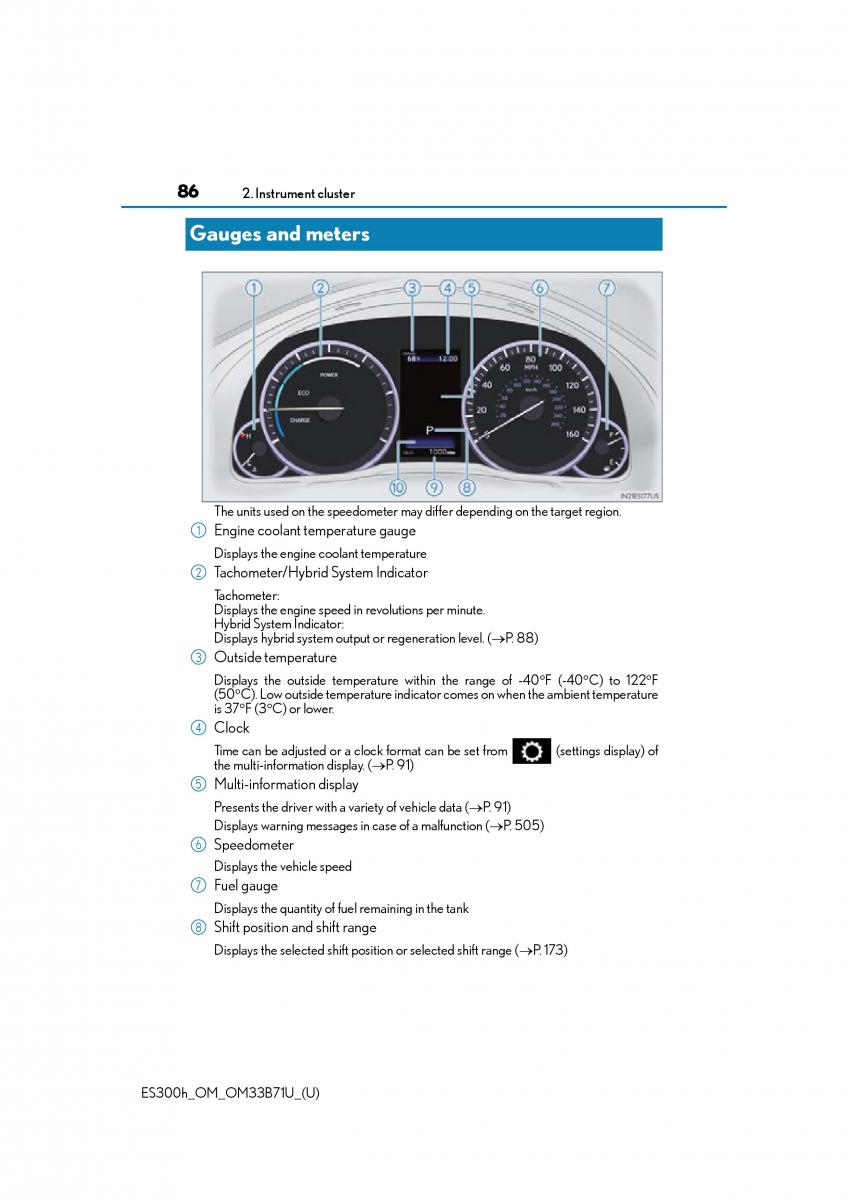 manual  Lexus ES300h VI 6 XV60 owners manual / page 86