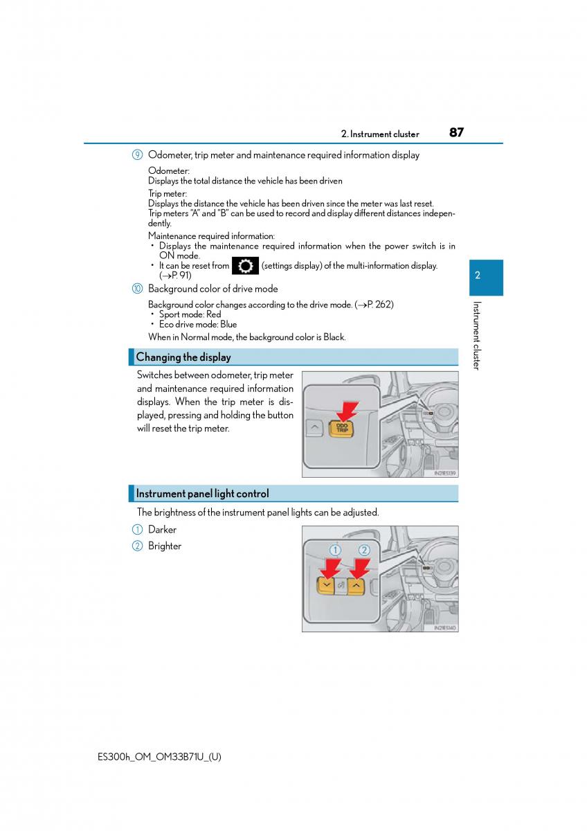 manual  Lexus ES300h VI 6 XV60 owners manual / page 87