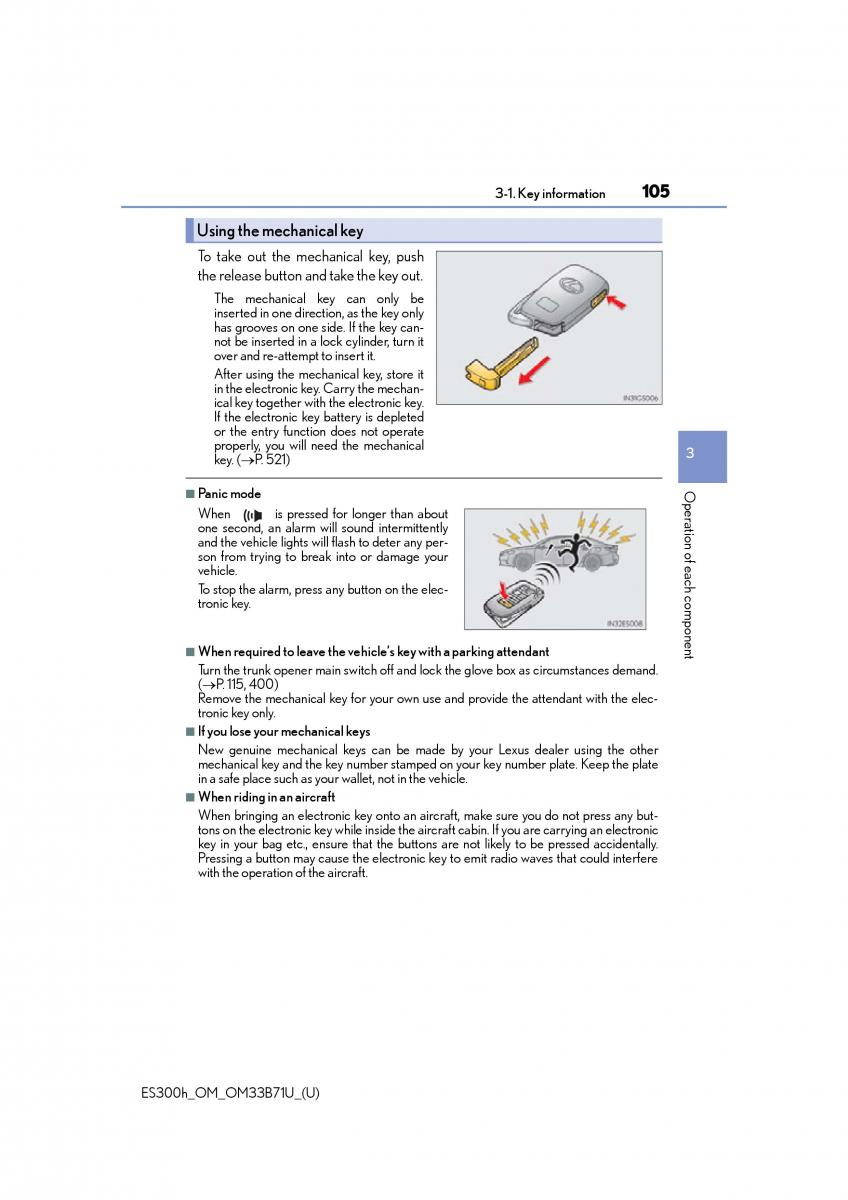 manual  Lexus ES300h VI 6 XV60 owners manual / page 105