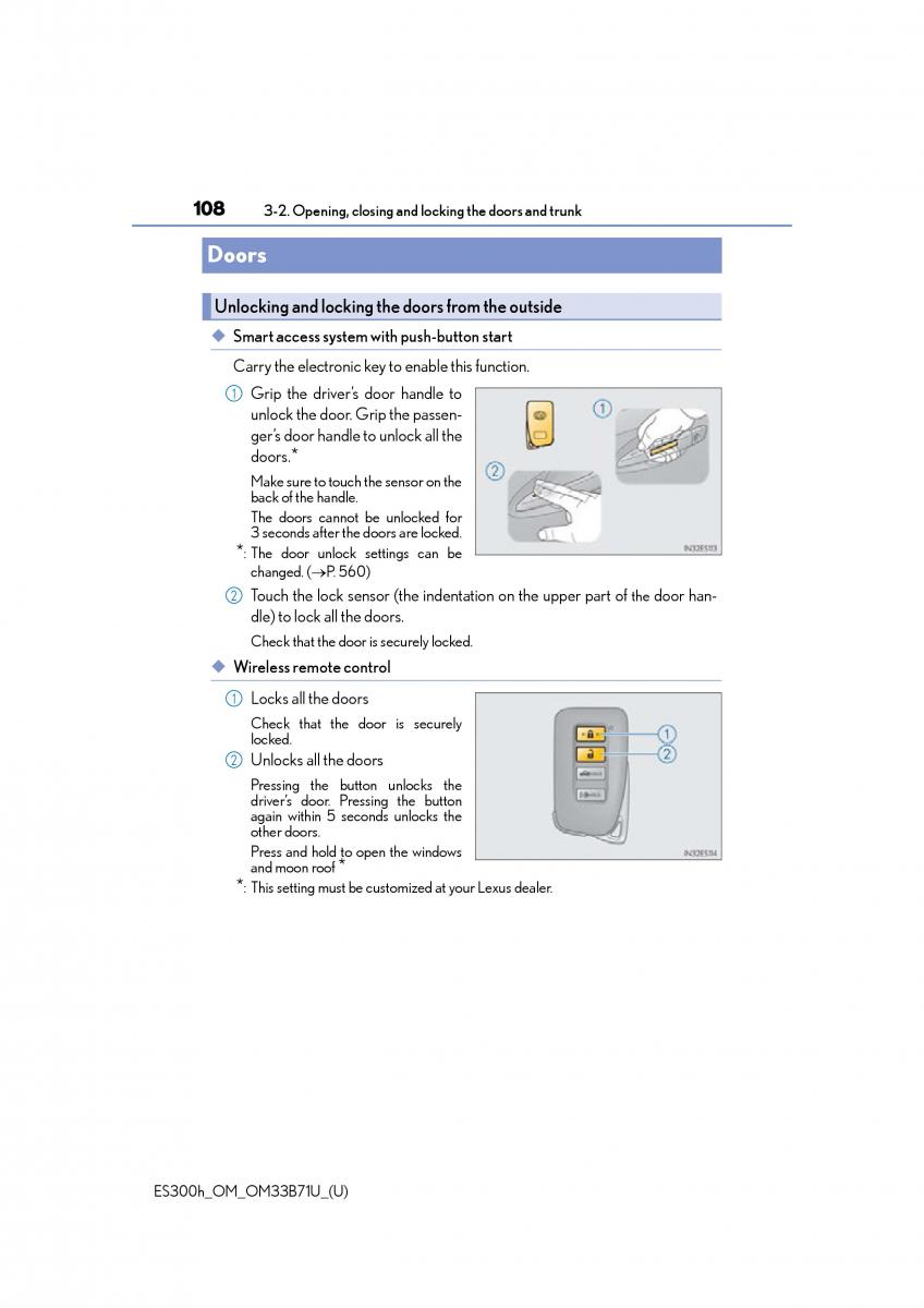 manual  Lexus ES300h VI 6 XV60 owners manual / page 108