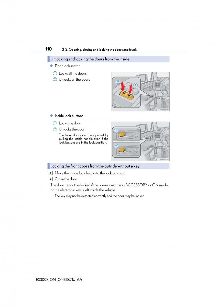 manual  Lexus ES300h VI 6 XV60 owners manual / page 110