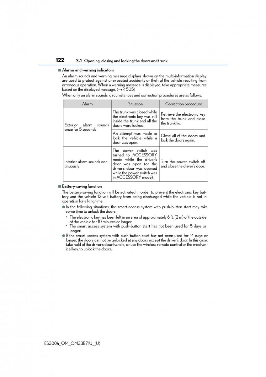 manual  Lexus ES300h VI 6 XV60 owners manual / page 122