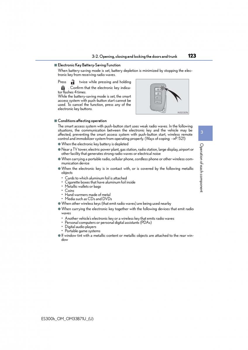 manual  Lexus ES300h VI 6 XV60 owners manual / page 123