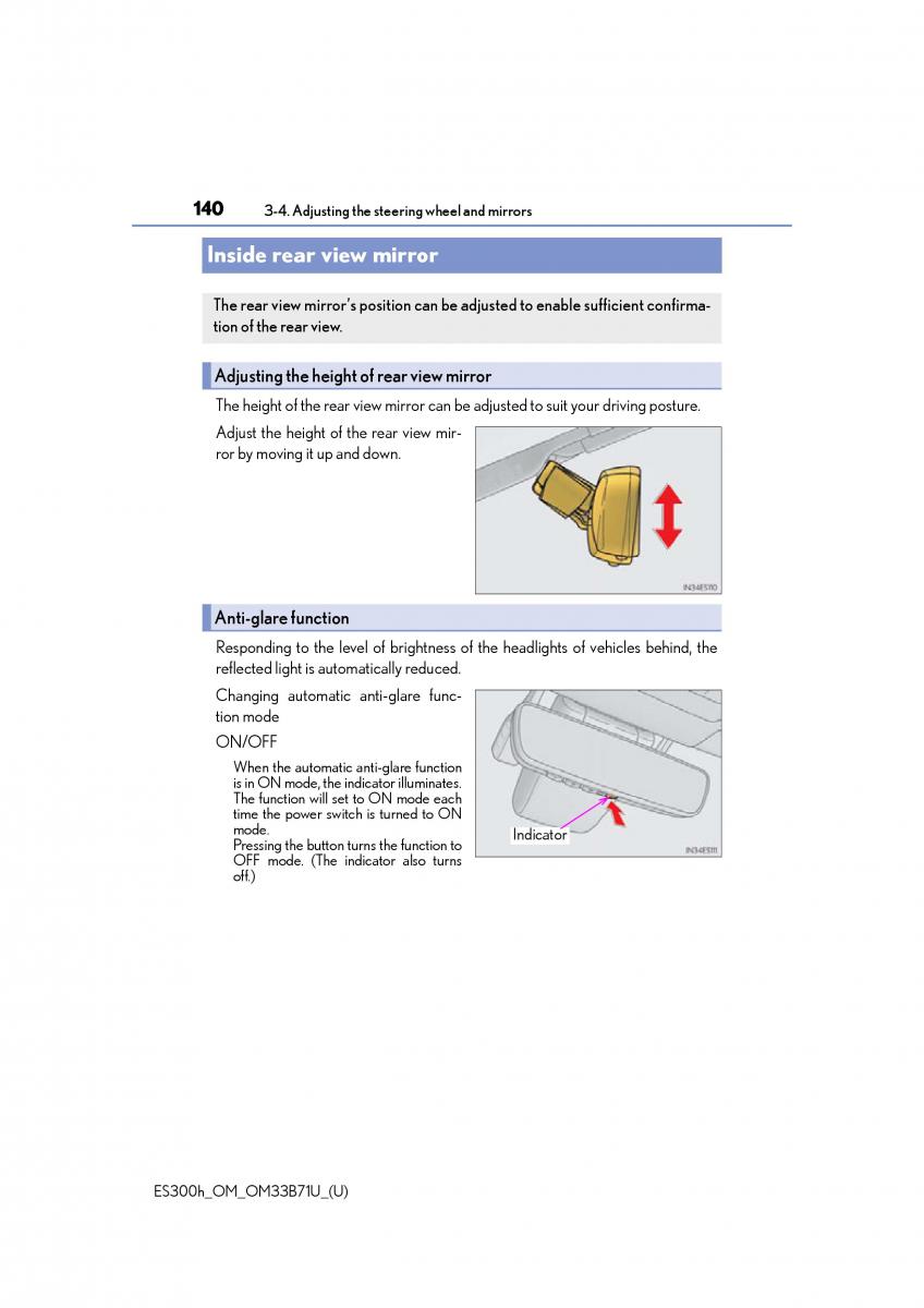 manual  Lexus ES300h VI 6 XV60 owners manual / page 140