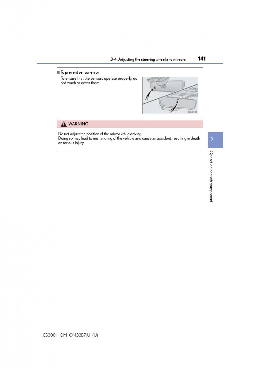 Lexus ES300h VI 6 XV60 owners manual / page 141