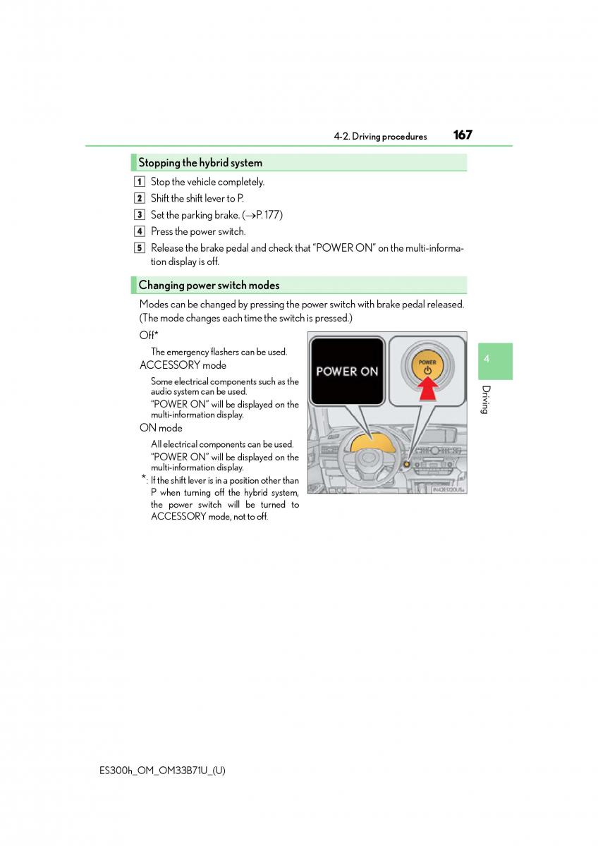 manual  Lexus ES300h VI 6 XV60 owners manual / page 167