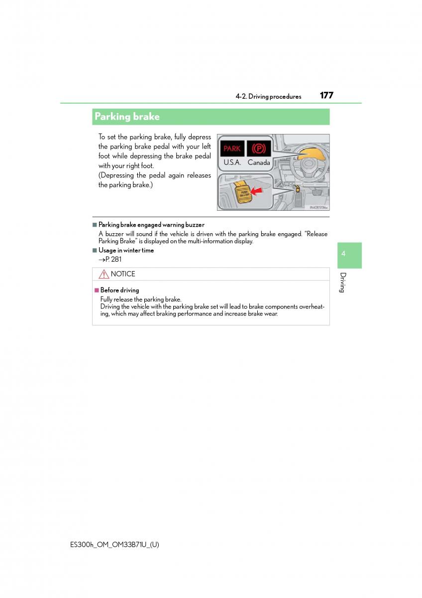 manual  Lexus ES300h VI 6 XV60 owners manual / page 177