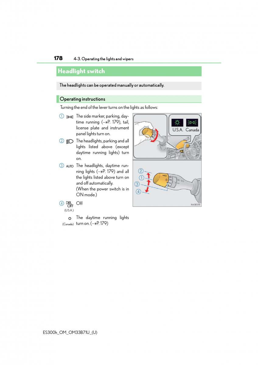 manual  Lexus ES300h VI 6 XV60 owners manual / page 178