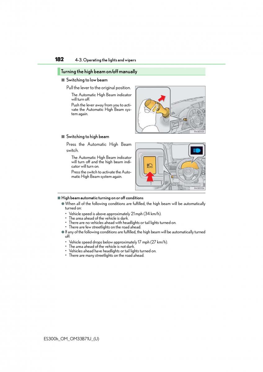 manual  Lexus ES300h VI 6 XV60 owners manual / page 182