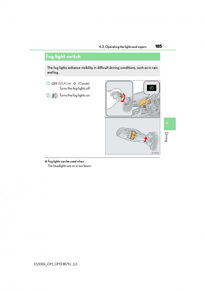 manual  Lexus ES300h VI 6 XV60 owners manual / page 185