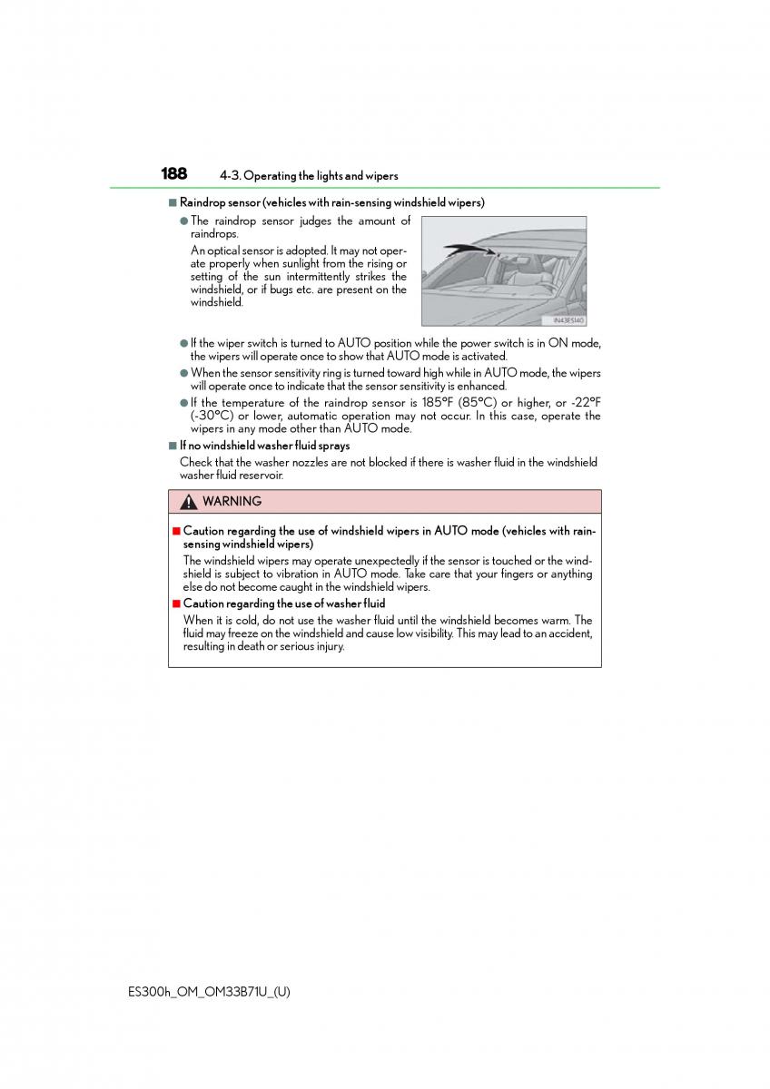 manual  Lexus ES300h VI 6 XV60 owners manual / page 188