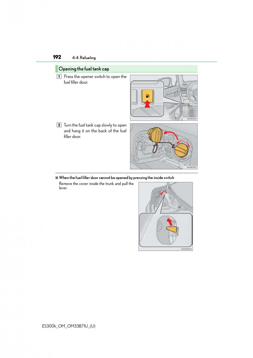 manual  Lexus ES300h VI 6 XV60 owners manual / page 192