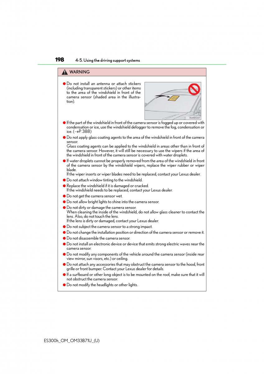 manual  Lexus ES300h VI 6 XV60 owners manual / page 198