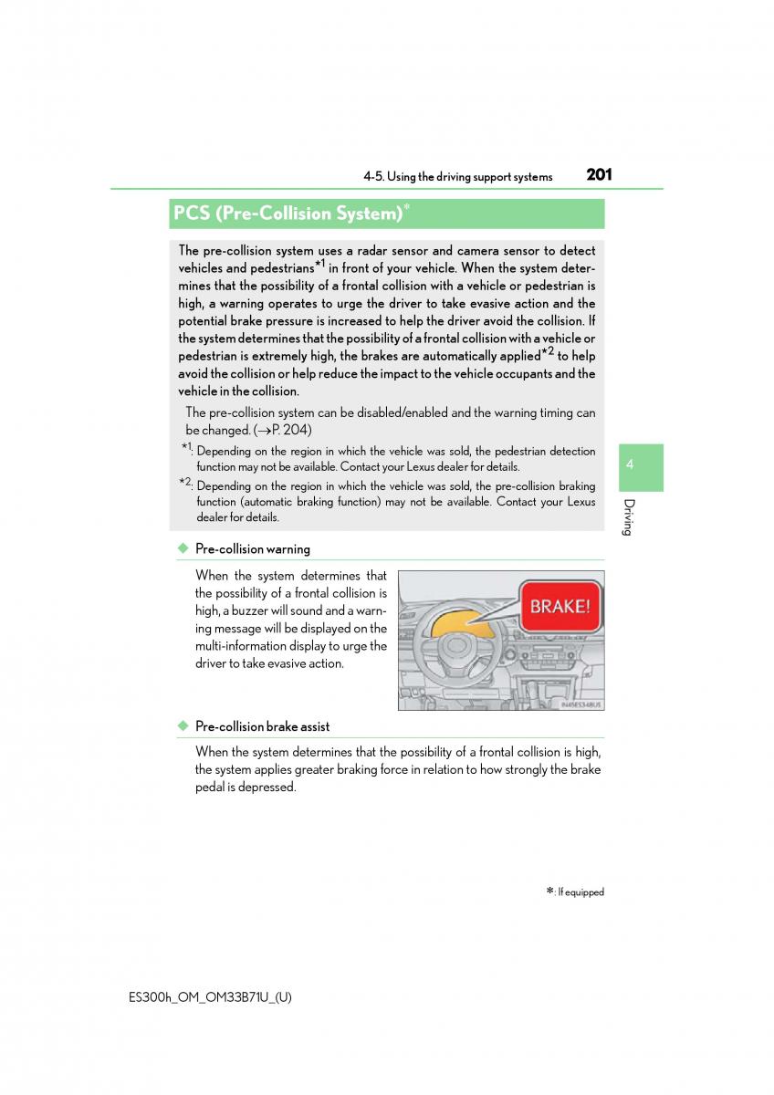 manual  Lexus ES300h VI 6 XV60 owners manual / page 201