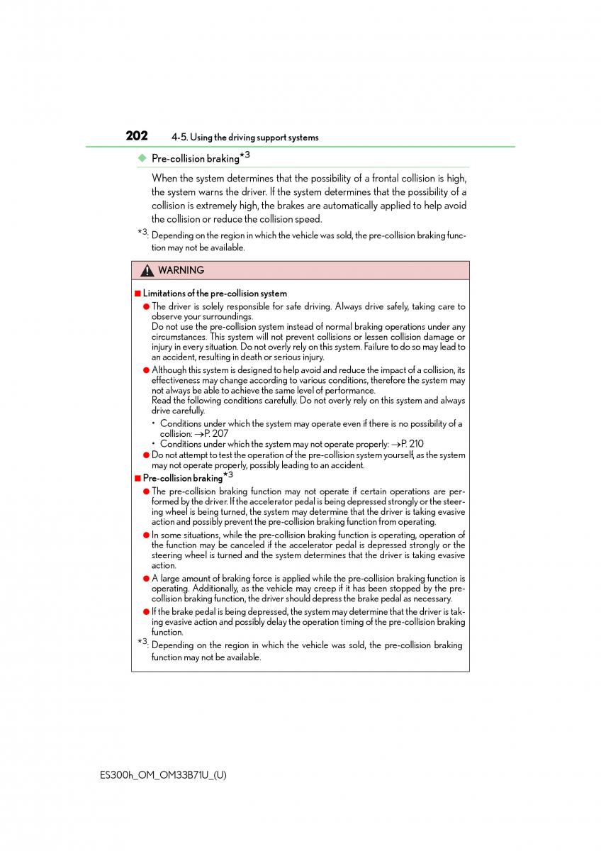 manual  Lexus ES300h VI 6 XV60 owners manual / page 202