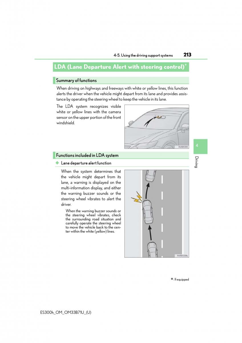 manual  Lexus ES300h VI 6 XV60 owners manual / page 213