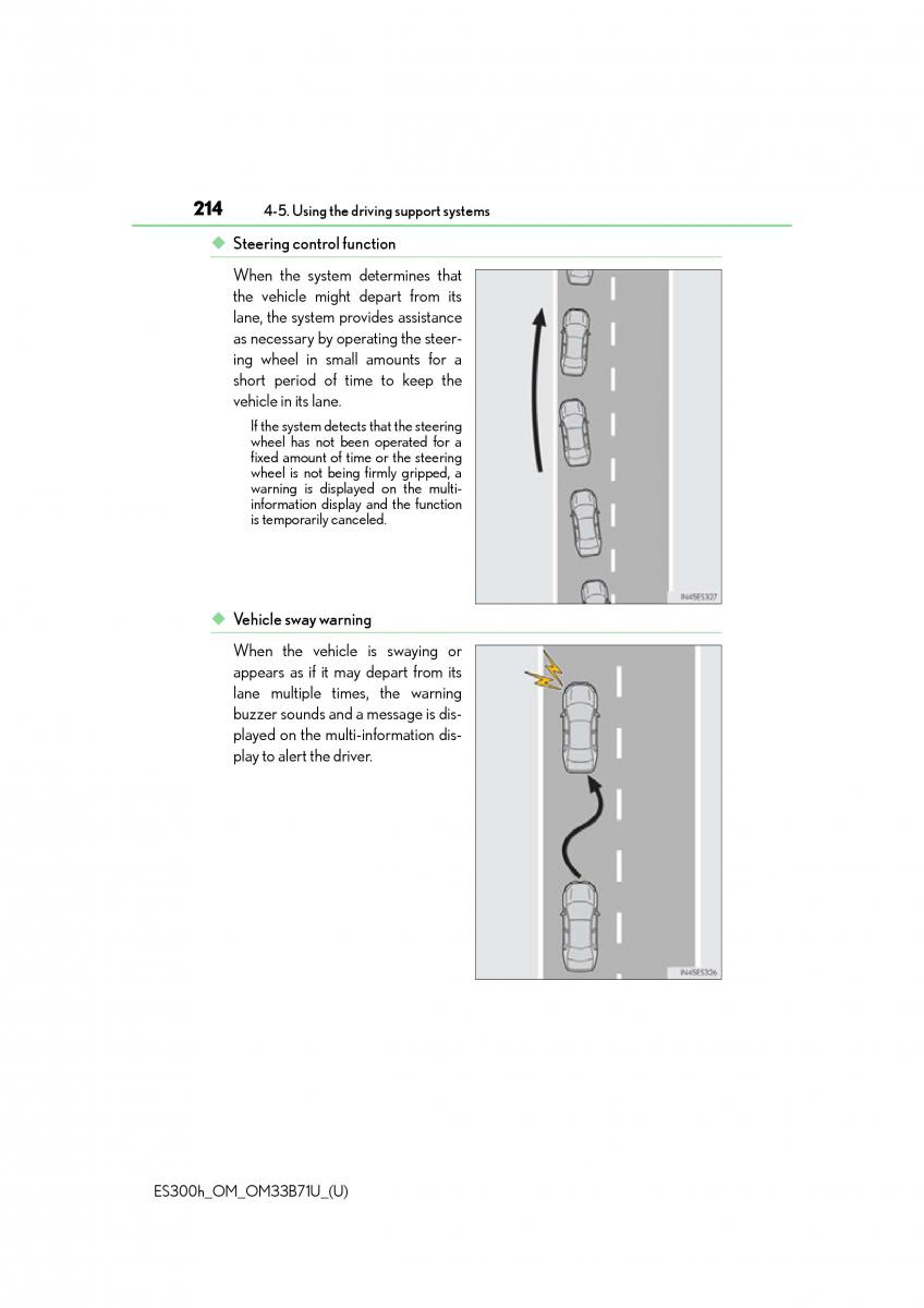 manual  Lexus ES300h VI 6 XV60 owners manual / page 214