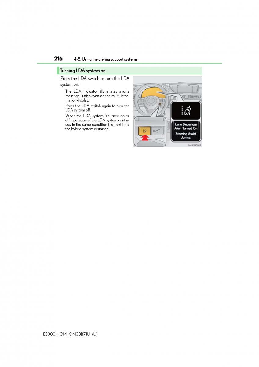 manual  Lexus ES300h VI 6 XV60 owners manual / page 216