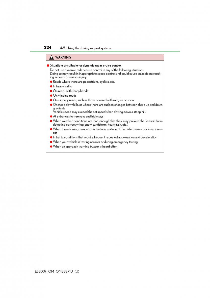 manual  Lexus ES300h VI 6 XV60 owners manual / page 224