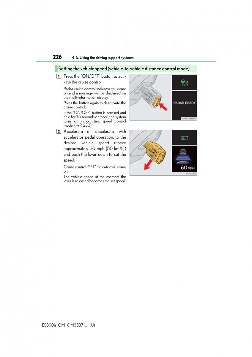 manual  Lexus ES300h VI 6 XV60 owners manual / page 226