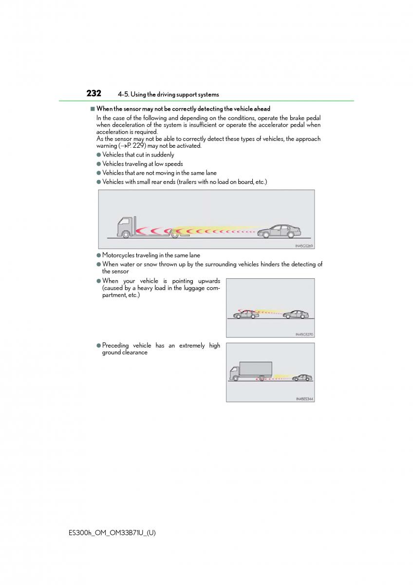 manual  Lexus ES300h VI 6 XV60 owners manual / page 232