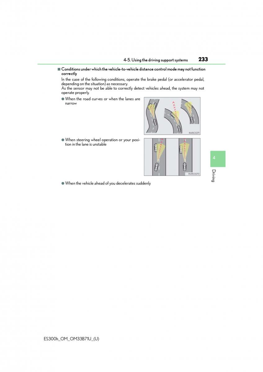 manual  Lexus ES300h VI 6 XV60 owners manual / page 233