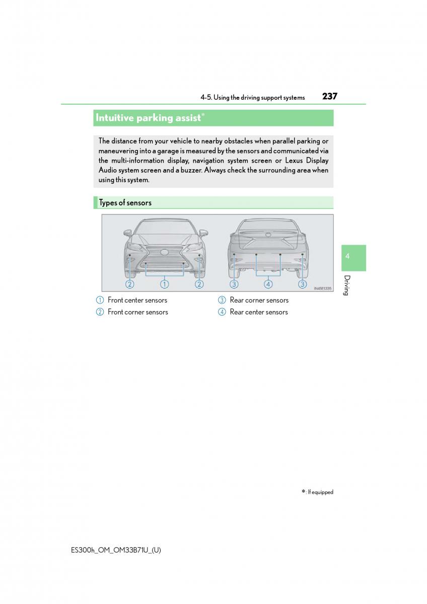 manual  Lexus ES300h VI 6 XV60 owners manual / page 237