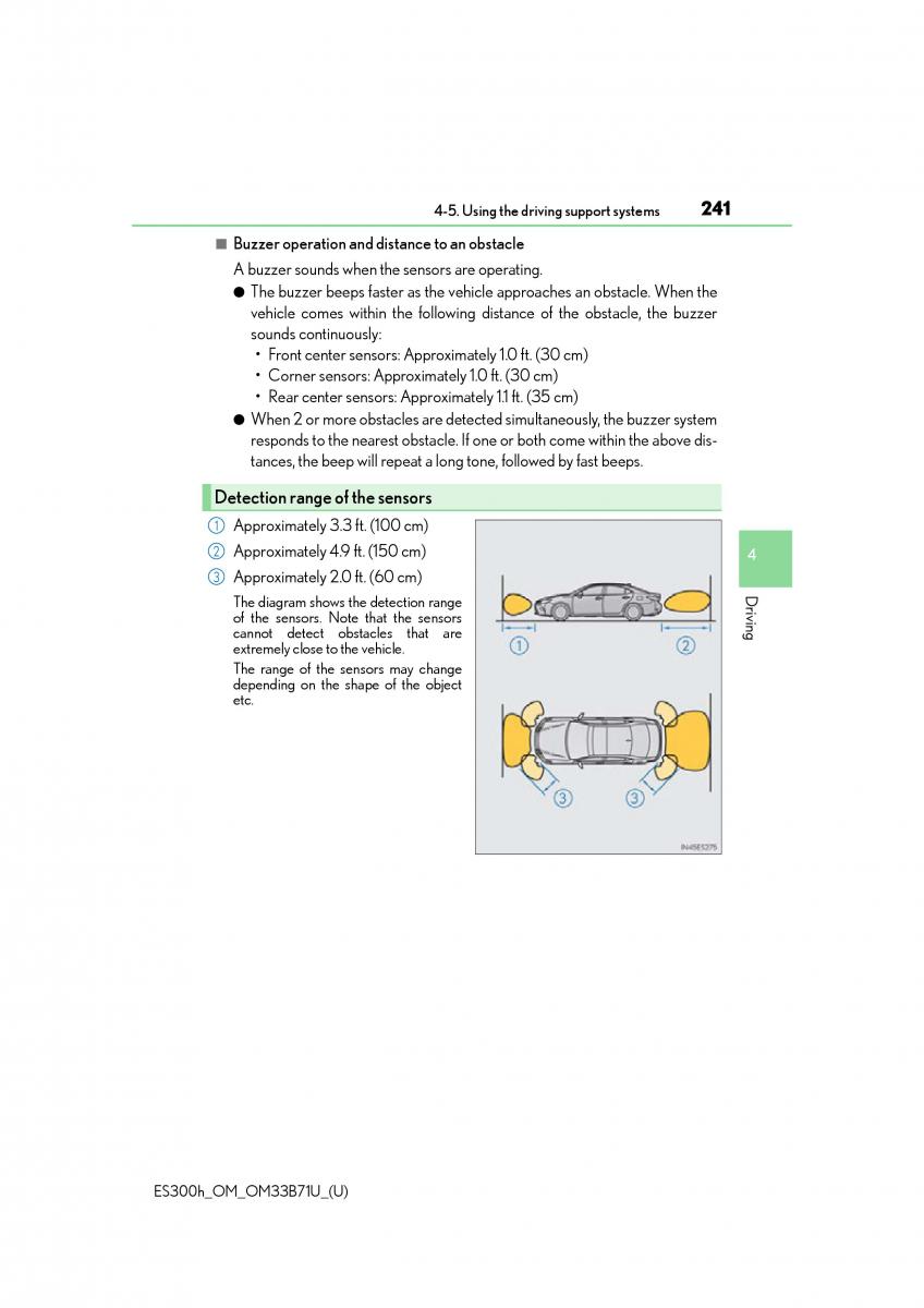 manual  Lexus ES300h VI 6 XV60 owners manual / page 241