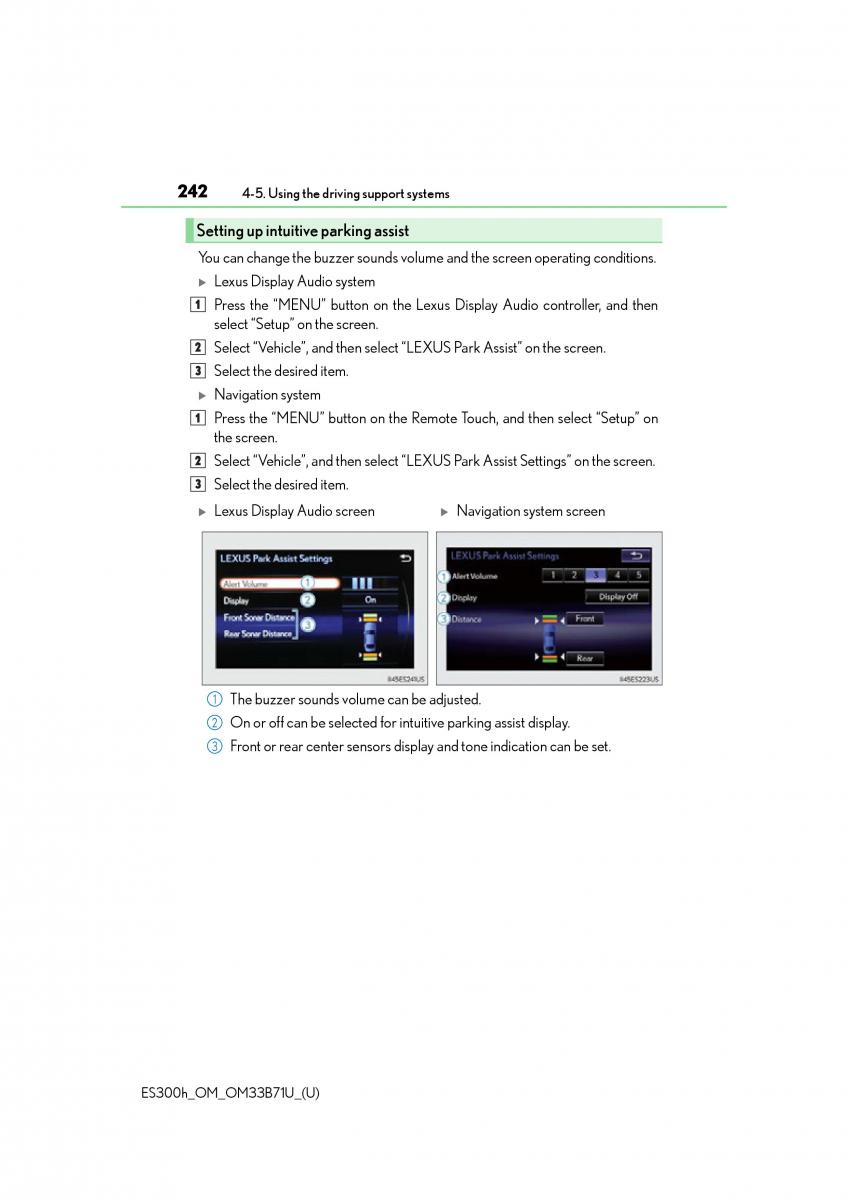 manual  Lexus ES300h VI 6 XV60 owners manual / page 242