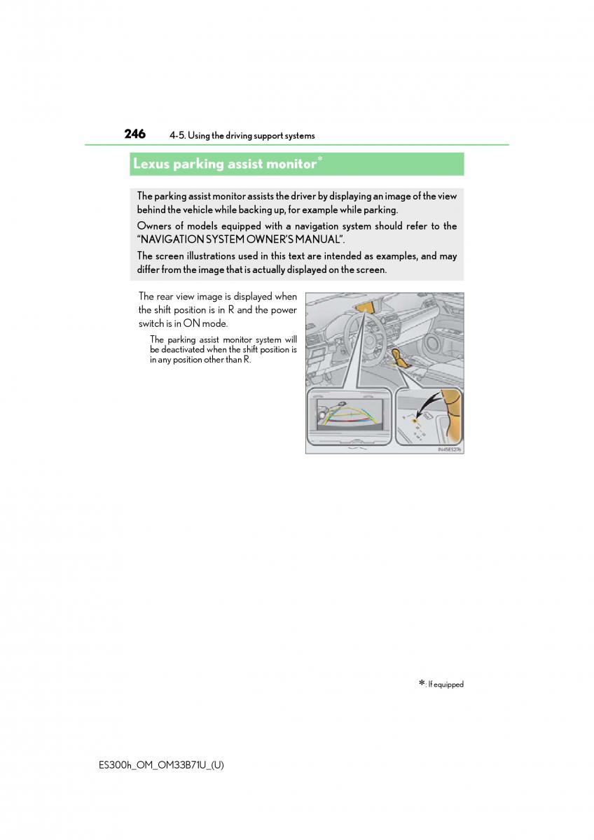 manual  Lexus ES300h VI 6 XV60 owners manual / page 246