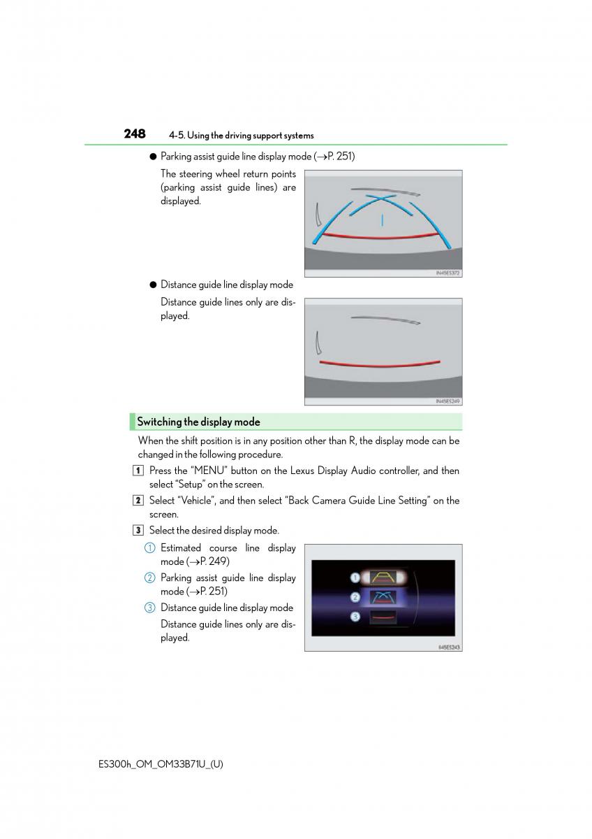 manual  Lexus ES300h VI 6 XV60 owners manual / page 248