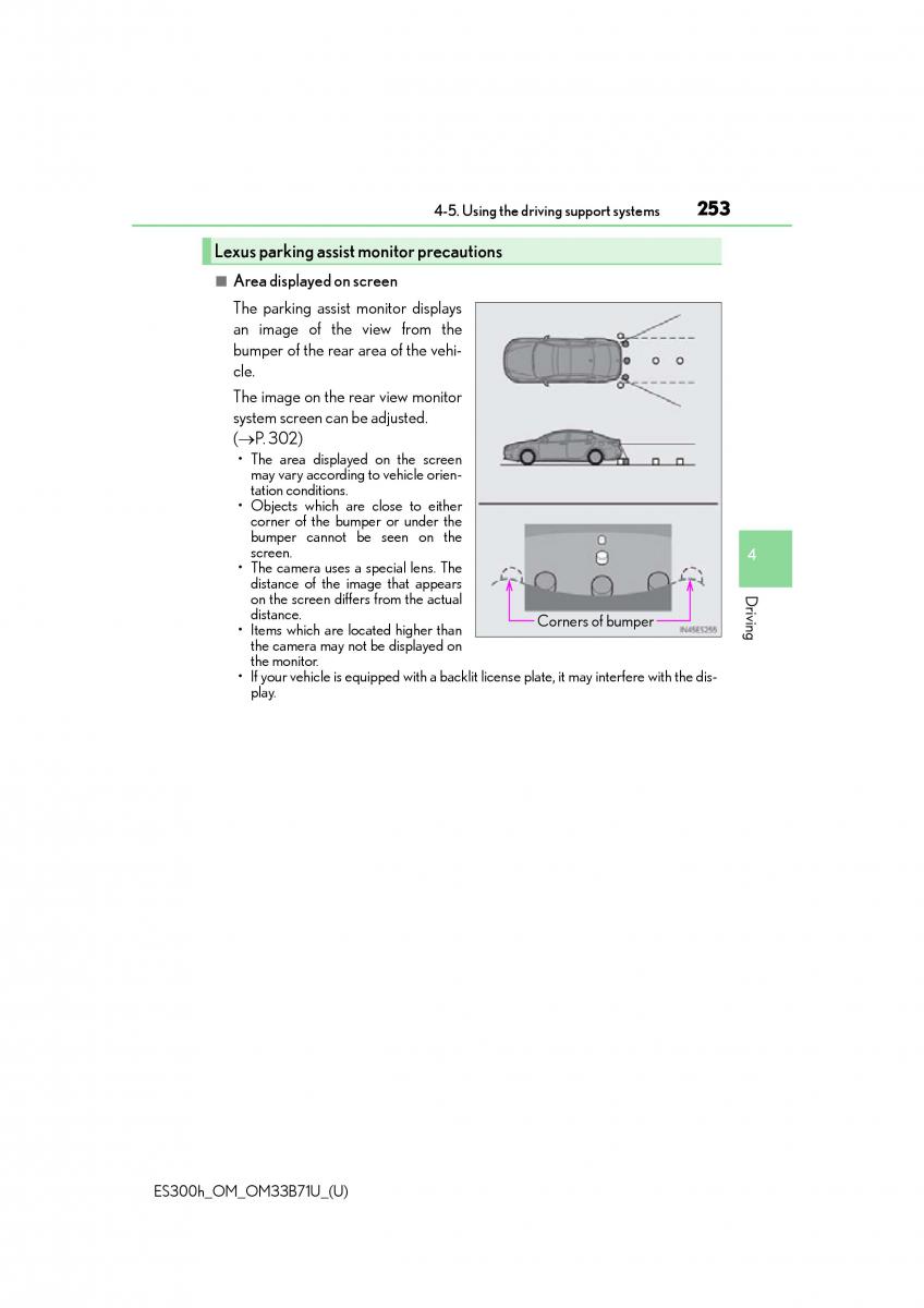 manual  Lexus ES300h VI 6 XV60 owners manual / page 253