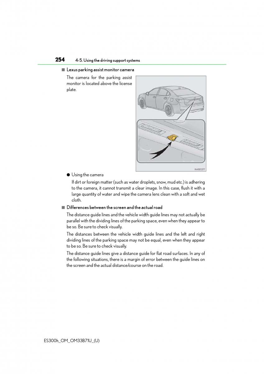 manual  Lexus ES300h VI 6 XV60 owners manual / page 254