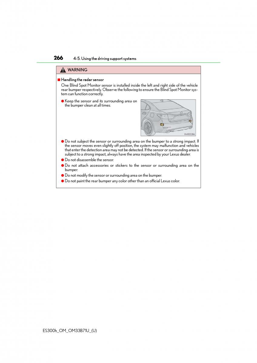 manual  Lexus ES300h VI 6 XV60 owners manual / page 266